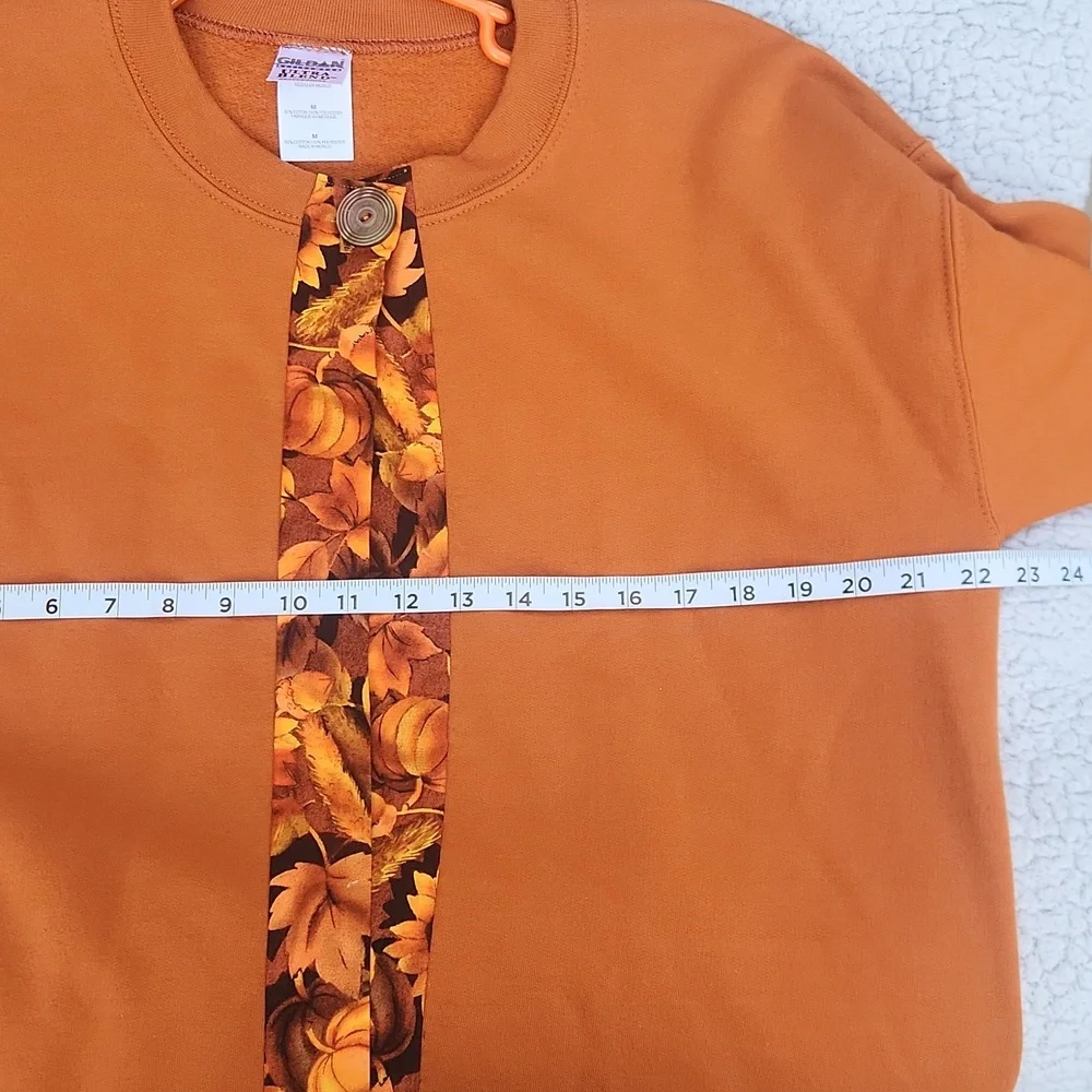 Women's Fall Festive, Halloween, Leaf Print Orange, Open Oversize Cardigan Sz M